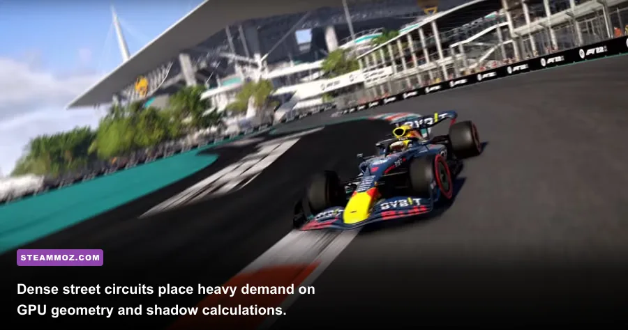 F1 22 Miami GP circuit wheel to wheel racing action