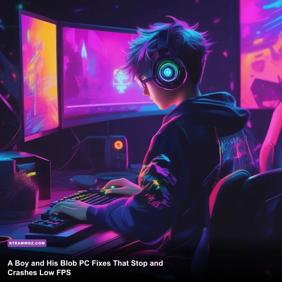 A Boy and His Blob PC gameplay showing the boy and Blob exploring a colorful forest