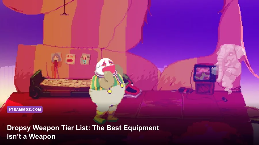 Dropsy standing in a colorful forest in the point-and-click adventure game