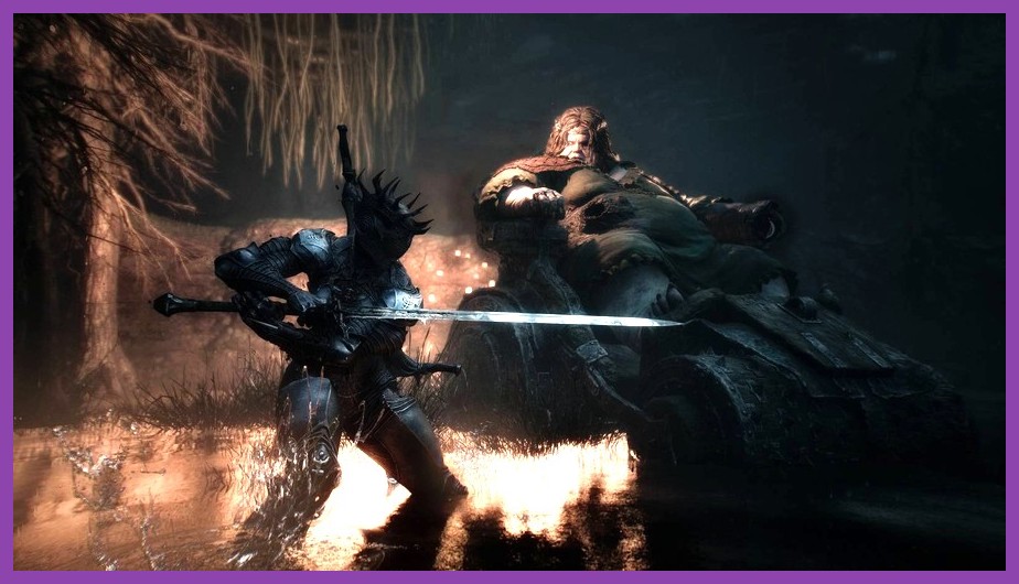 Dark fantasy warrior fighting in Mortal Shell 2 open world