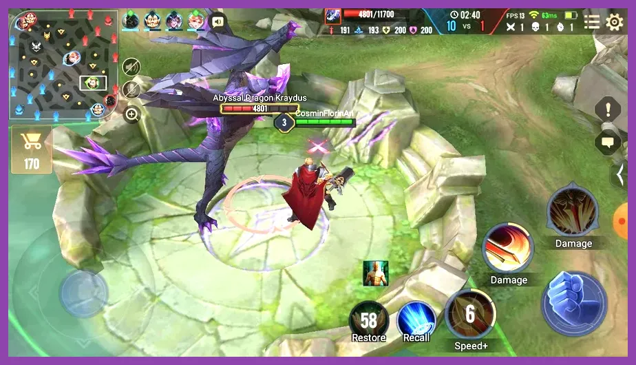 Arena of Valor endgame team fight showing high tier weapons