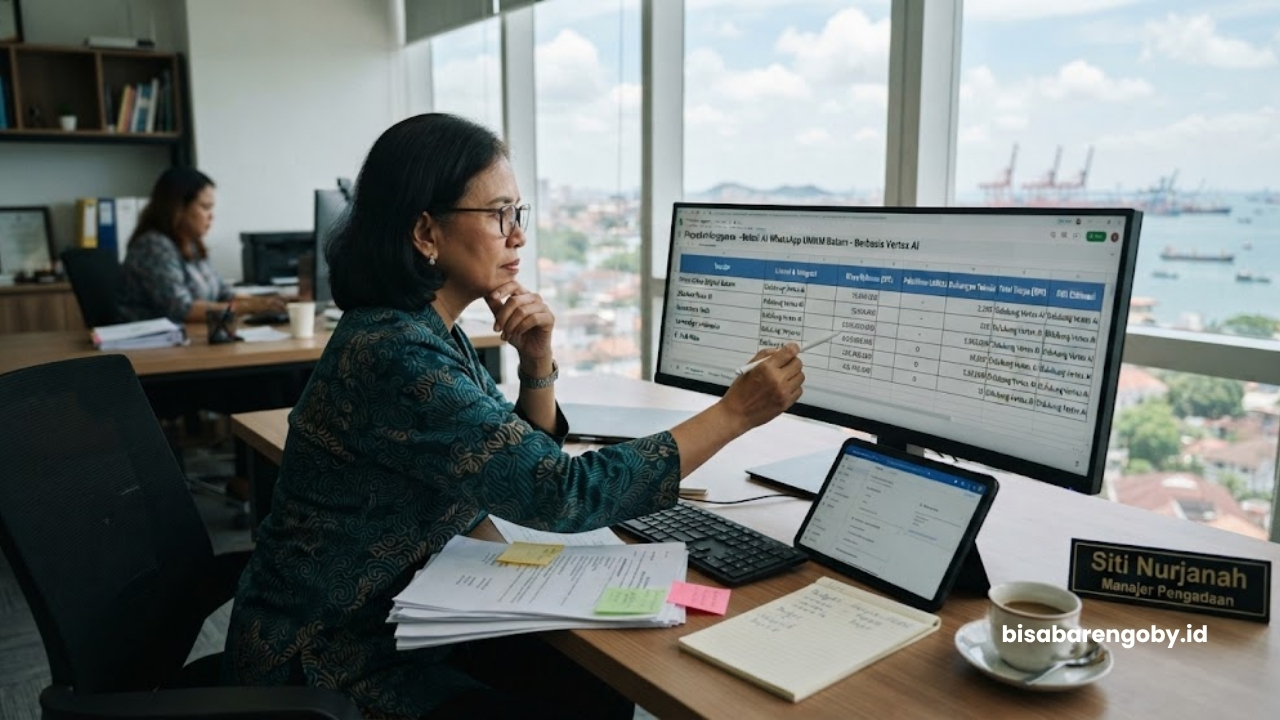 Manajer pengadaan memproyeksikan anggaran saat memutuskan beli AI WhatsApp untuk UMKM di Batam berbasis Vertex AI