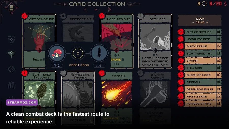 Death Howl card-based combat with Ro facing a spirit enemy