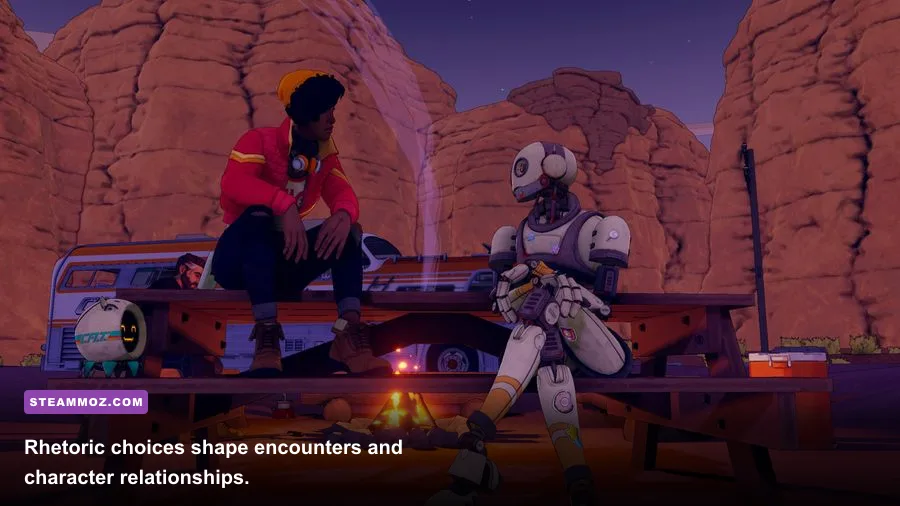 Dustborn dialogue and rhetoric choices during a conversation