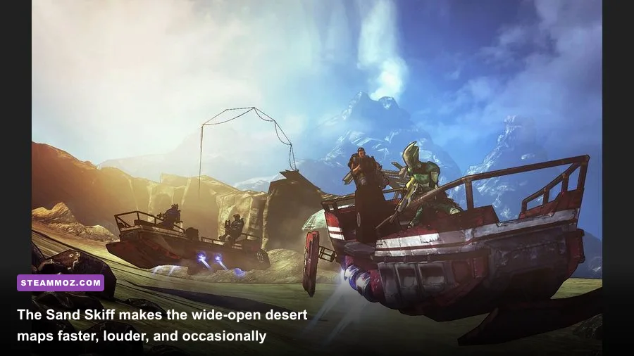 Sand Skiff vehicle combat across Wurmwater in Borderlands 2 Captain Scarlett