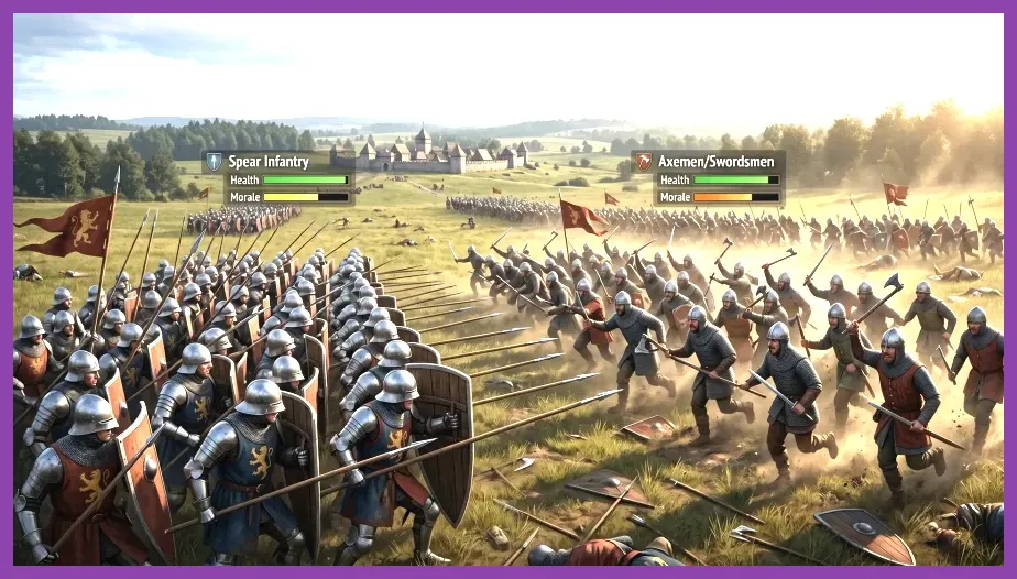 Manor Lords militia combat and spear wall tactics