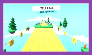 Stumble Guys characters stepping across disappearing hexagonal honey tiles