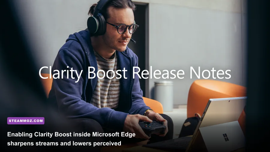Xbox Cloud Gaming streaming on Microsoft Edge browser showing Clarity Boost toggle