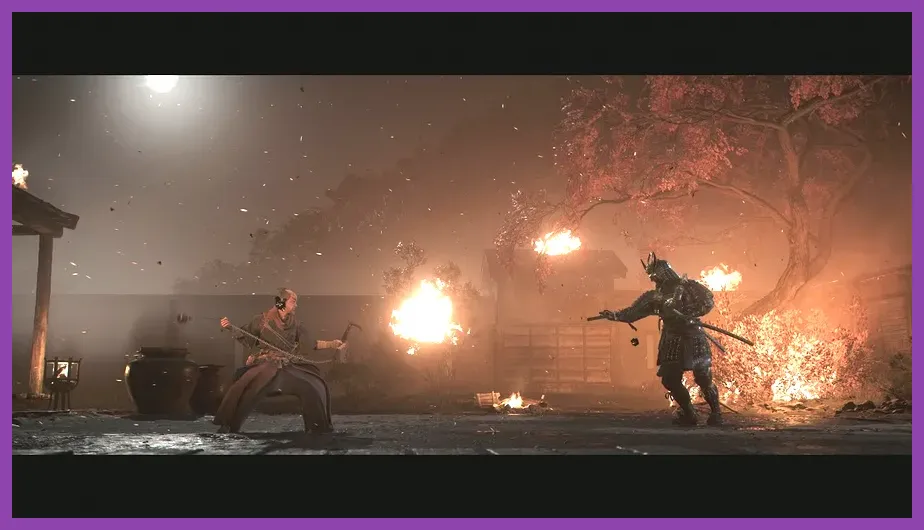 Intense samurai boss battle in Assassins Creed Shadows