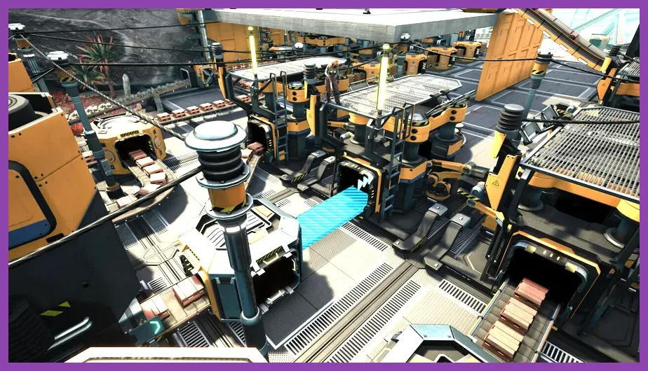 Satisfactory Pioneer using a Hover Pack while expanding a large factory