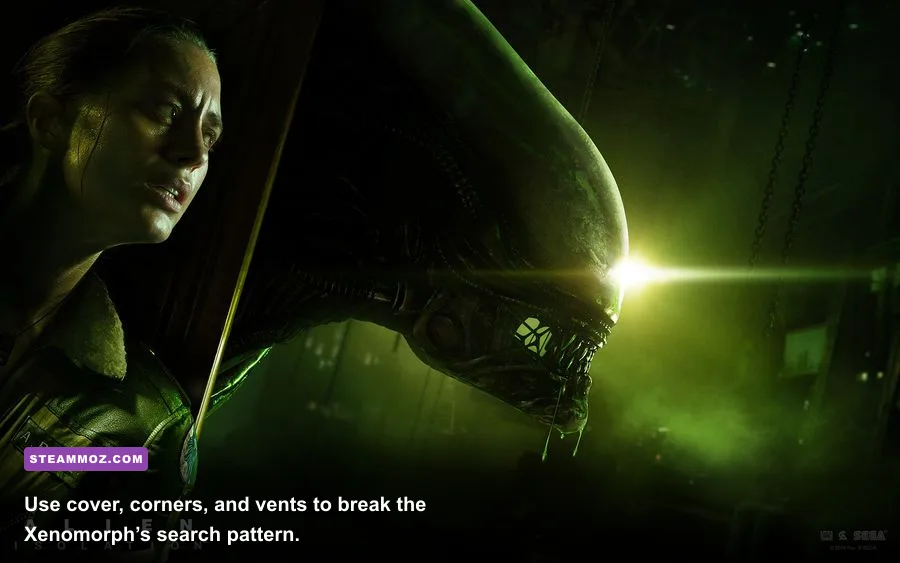 A dark Sevastopol interior with hiding spots in Alien Isolation Lost Contact