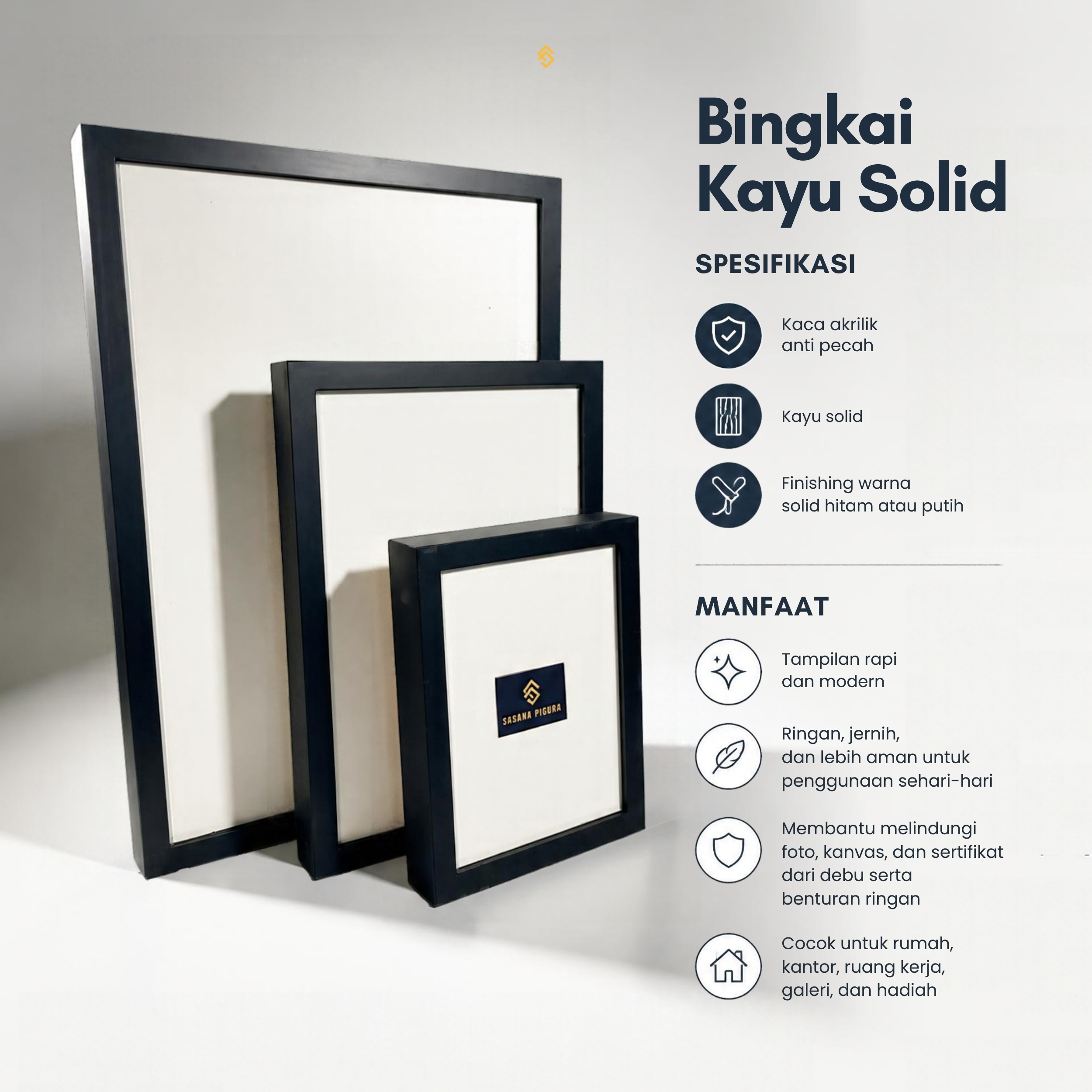 Framebox Kayu Solid (FBK) Hitam