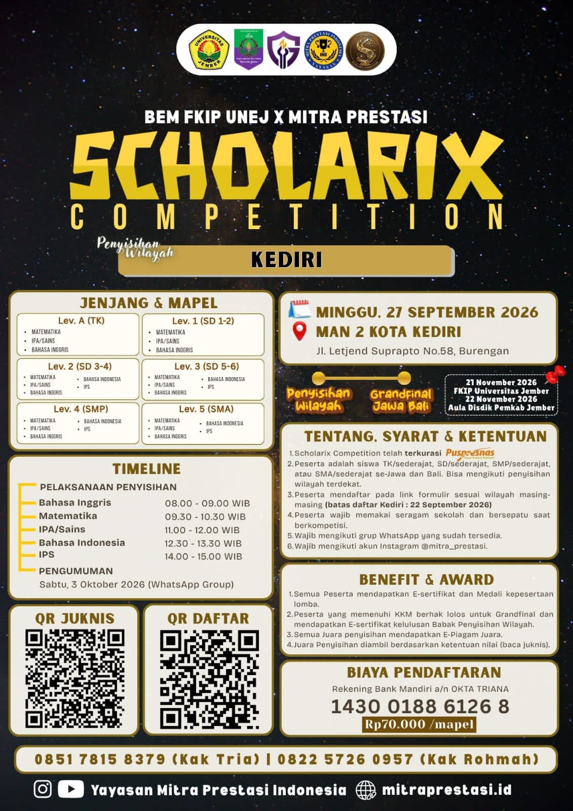Poster Lomba Scholarix Competition Penyisihan Wilayah Kediri