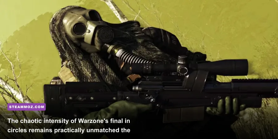 Endgame scenario in Warzone showing an operator fighting inside the closing toxic gas
