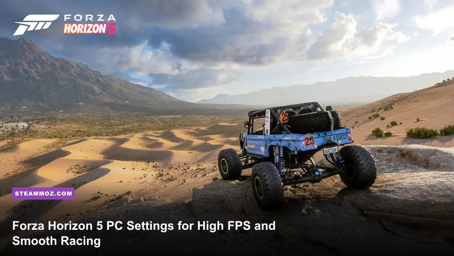 Forza Horizon 5 PC gameplay showing a sports car racing through Mexico in high resolution