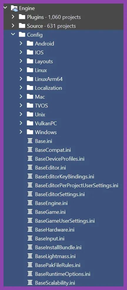 Engine.ini file open in Notepad showing sg.ShadowQuality and sg.EffectsQuality values