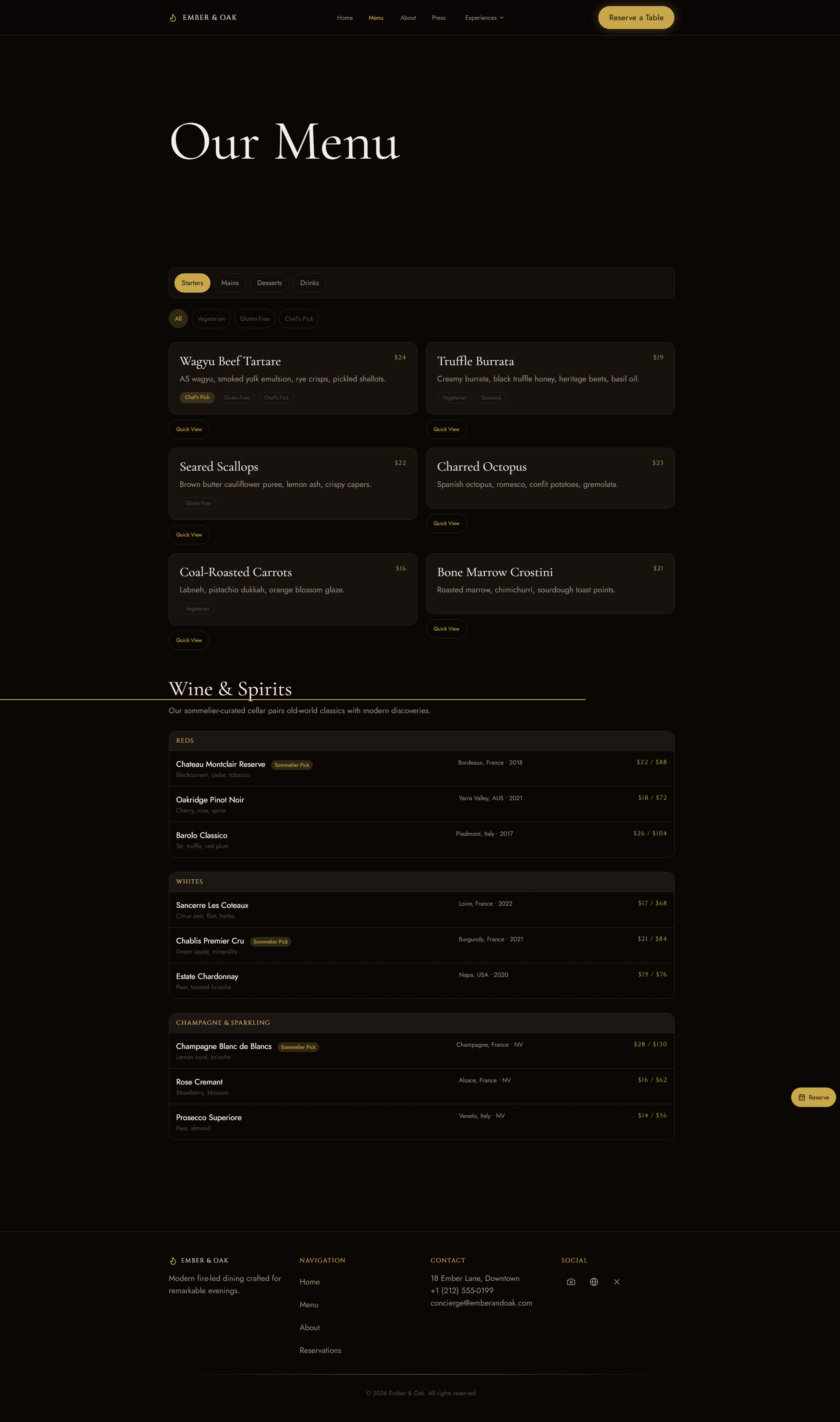 Ember & Oak - Premium Restaurant Demo Website screenshot 2