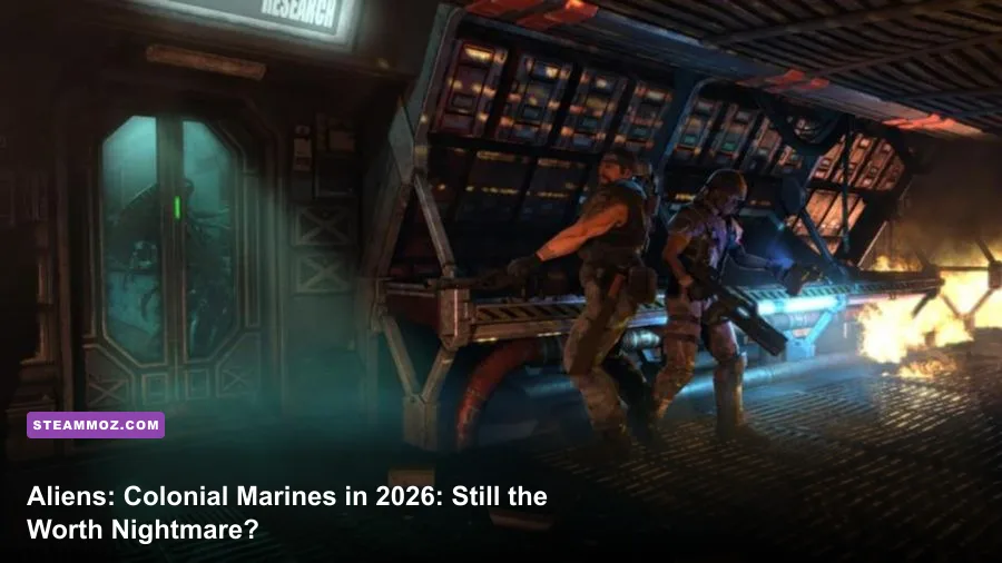 Aliens Colonial Marines Xenomorph stalking a dark Sulaco corridor