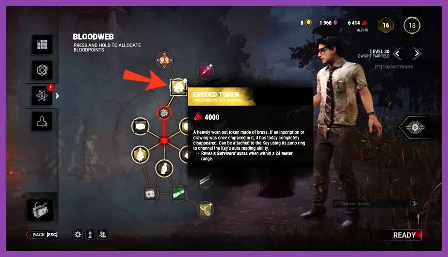 Dead by Daylight bloodweb progression menu