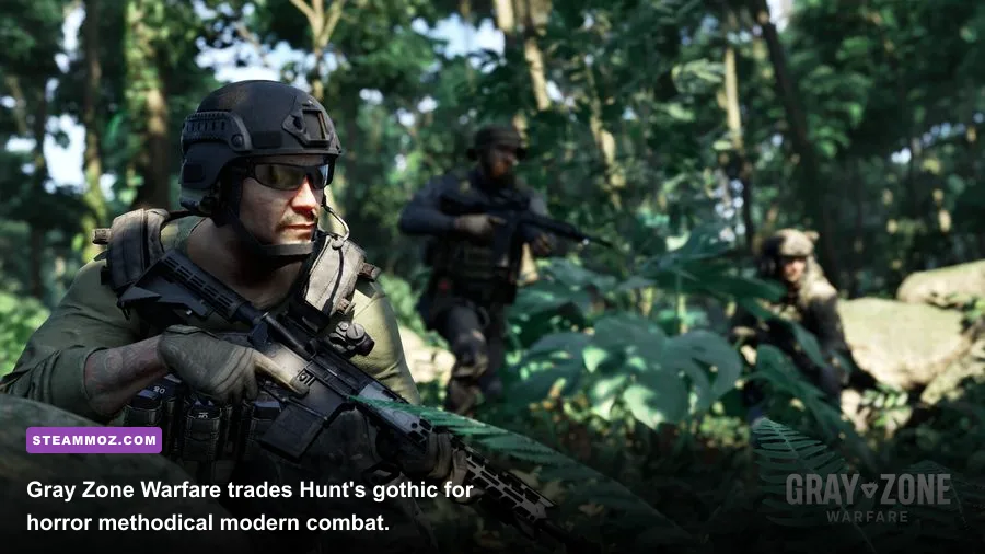 Gray Zone Warfare soldiers fighting through a jungle compound on Lamang Island
