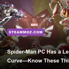 Peter Parker swinging between Manhattan skyscrapers in Marvel's Spider-Man Remastered on PC