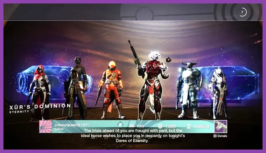 Destiny 2 Xur and the Starhorse in the Eternity destination