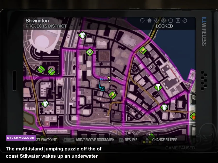 Player standing on Ruin Island looking at the giant easter egg bunny in Saints Row 2