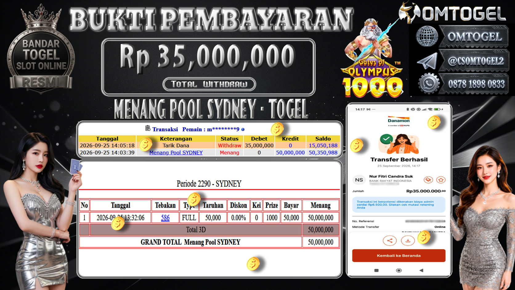 OMTOGEL JACKPOT MENANG POOL SYDNEY Rp.35,000,000,- DIBAYAR LUNAS