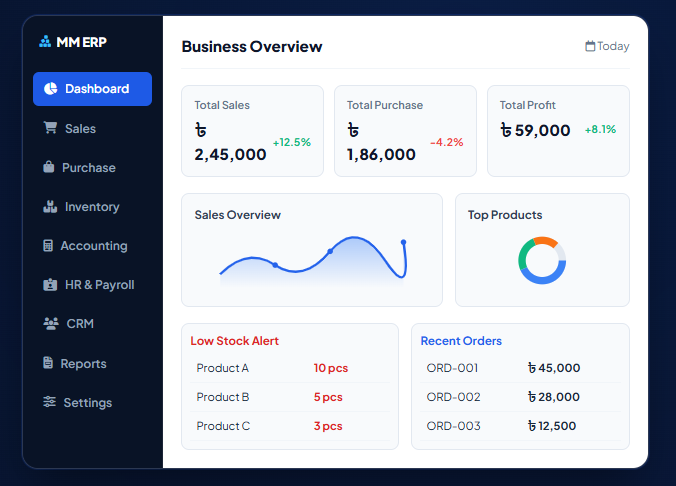 MM ERP Business Overview Dashboard