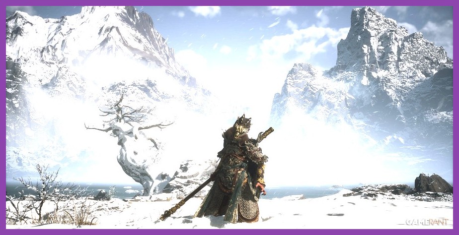 Black Myth Wukong snow-covered mountain region with rare elemental materials