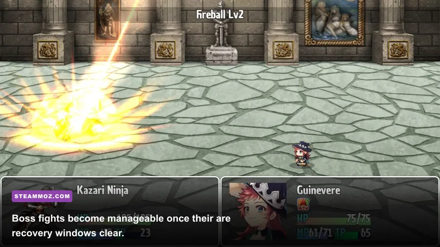 Burning Faith boss fight in a dark arena