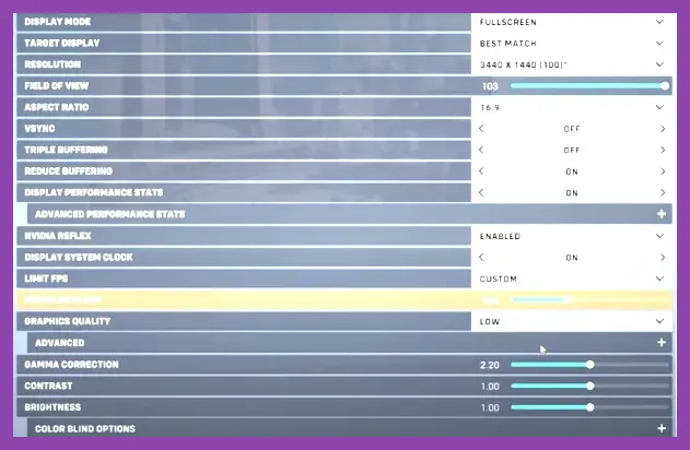 Overwatch 2 graphics settings menu showing performance options