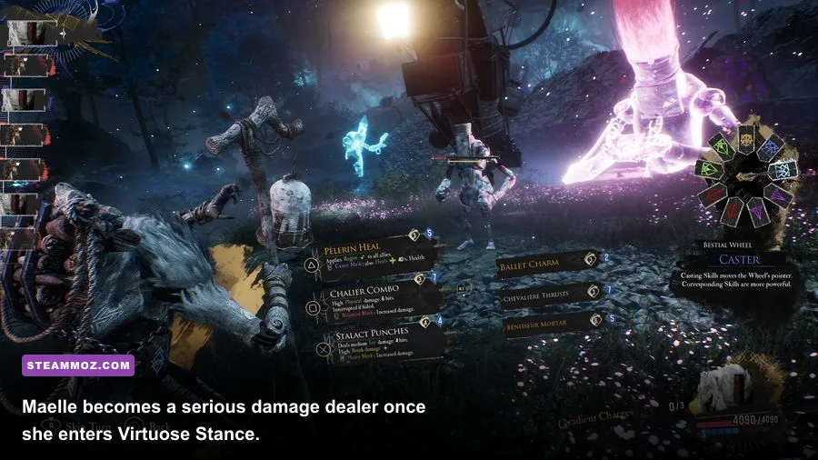 Maelle changing stances with Offensive Switch in Clair Obscur Expedition 33