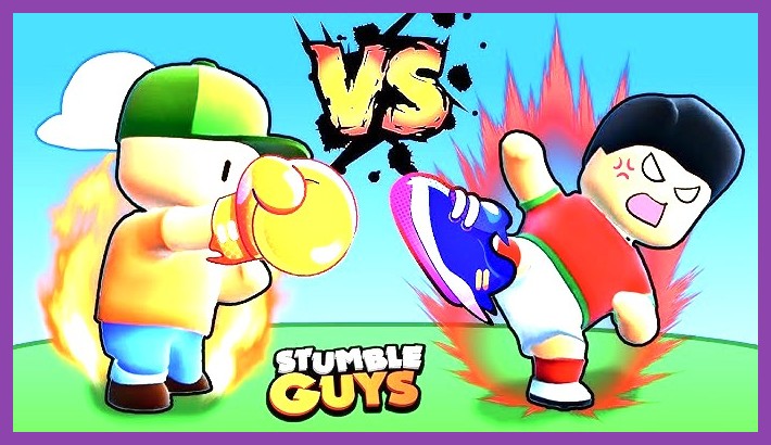Stumble Guys podium winner performing a cool victory animation dance