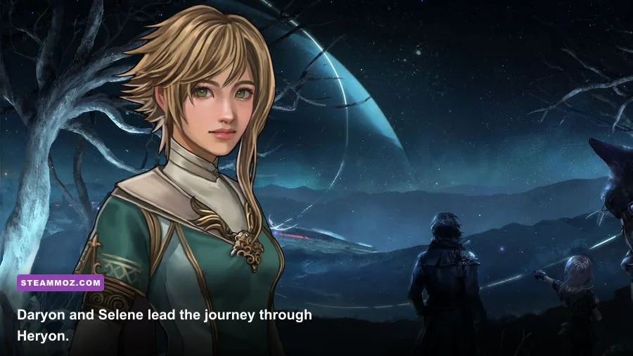 Daryon and Selene from Edge of Eternity standing in the game world
