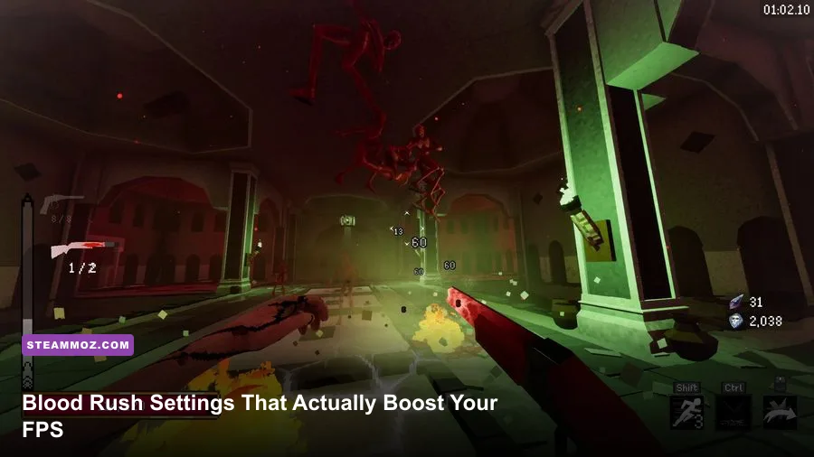 Blood Rush gameplay showing vehicle combat with high graphics settings