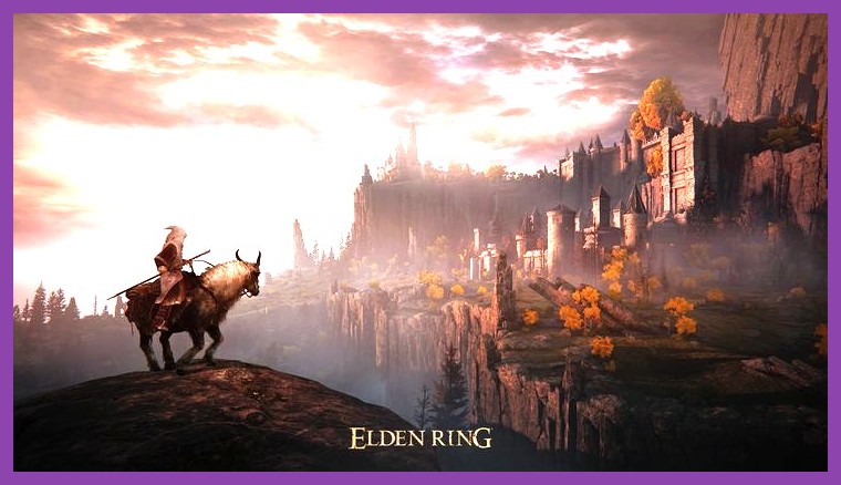 A breathtaking sunset over the Erdtree with golden light