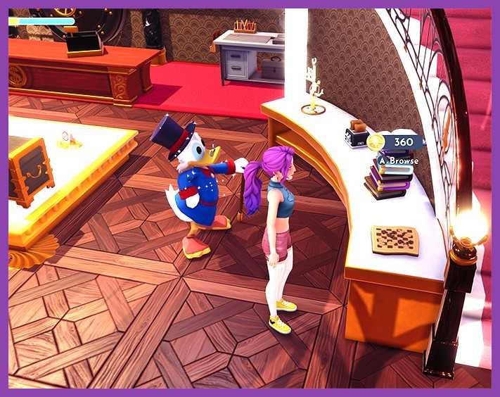 Scrooge McDuck store interior with clothing displays and furniture items