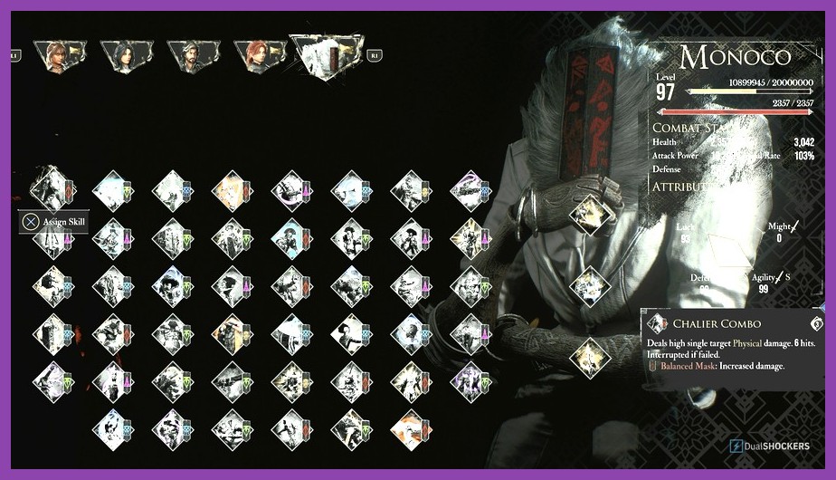 Skill tree and progression node grid in Clair Obscur Expedition 33