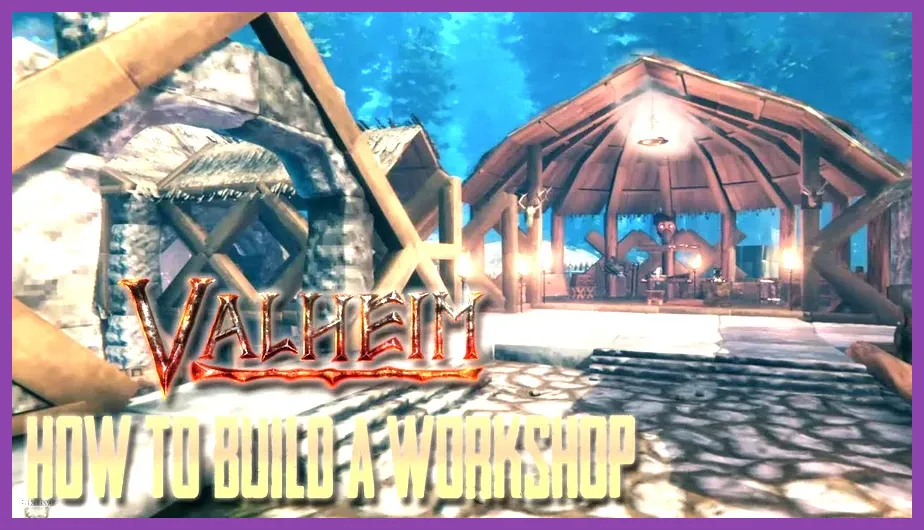 Valheim wooden base interior with crafting stations