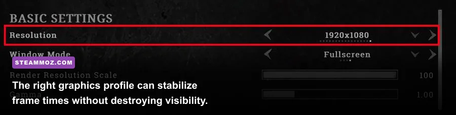 Hunt Showdown 1896 PC graphics settings menu showing resolution and upscaling options