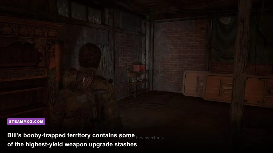 Joel unlocking a hidden safe inside an abandoned store in Bill's Town