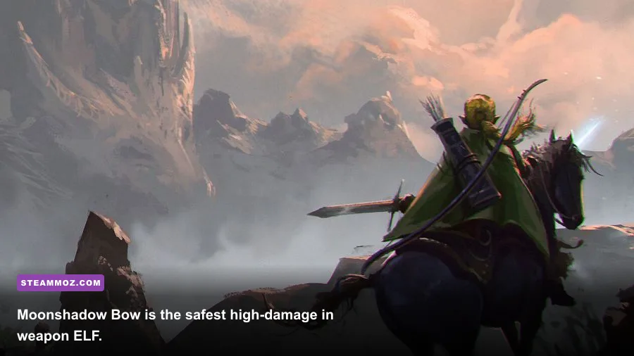 ELF Moonshadow Bow firing arrows during a forest battle