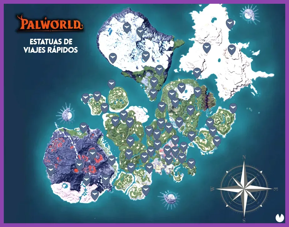 Illustration of fast travel routes and Pal assistance for armor hunting in Palworld