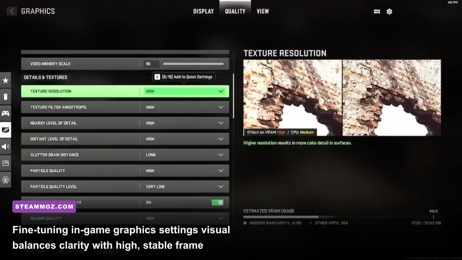 Modern Warfare 2 in-game graphics settings menu