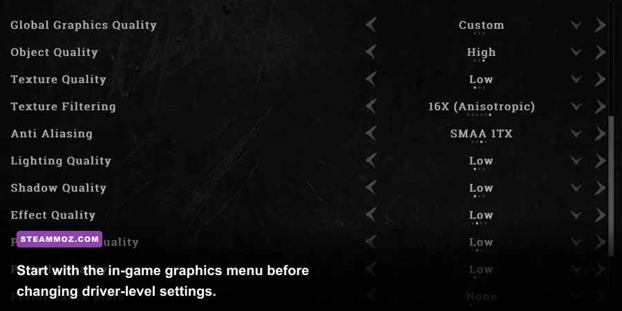 Hunt Showdown 1896 PC graphics settings menu showing resolution and upscaling options