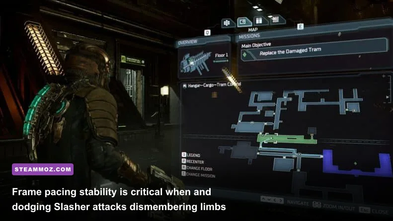 Intense combat sequence against necromorphs in the USG Ishimura tram station