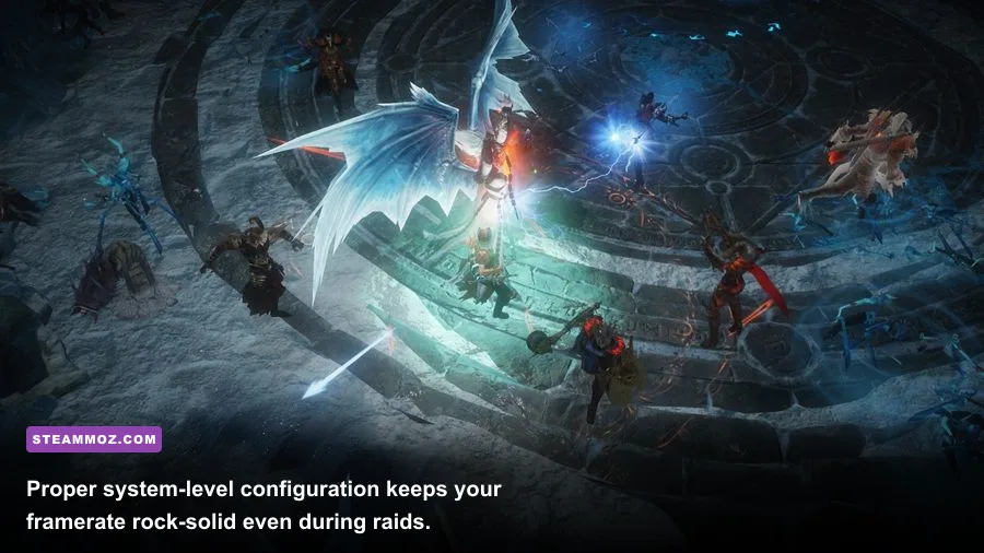 Intense Helliquary raid boss battle in Diablo Immortal with multiple player spells