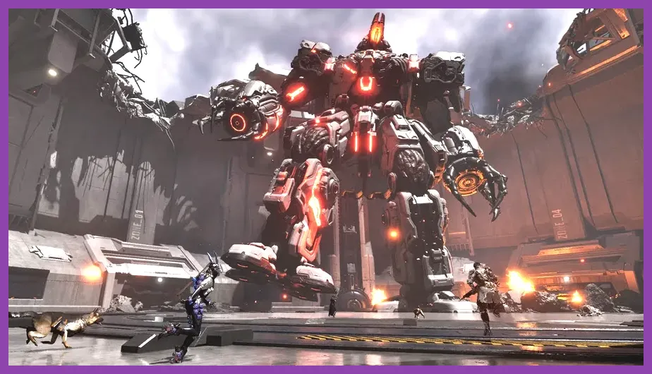 Fighting a Colossus boss in The First Descendant