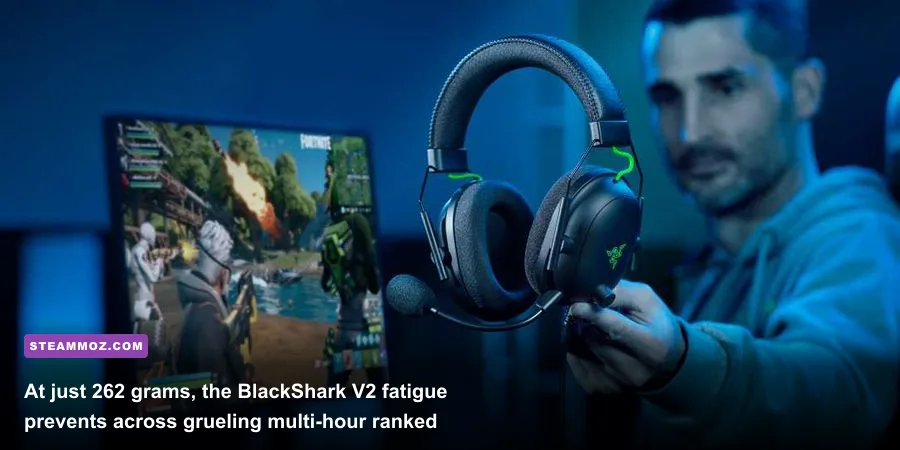 Professional gamer wearing the Razer BlackShark V2 headset during a live tactical shooter tournament match